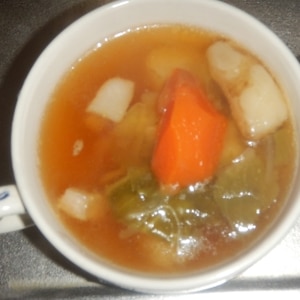 ゆで豚の煮汁で☆野菜たっぷりスープ